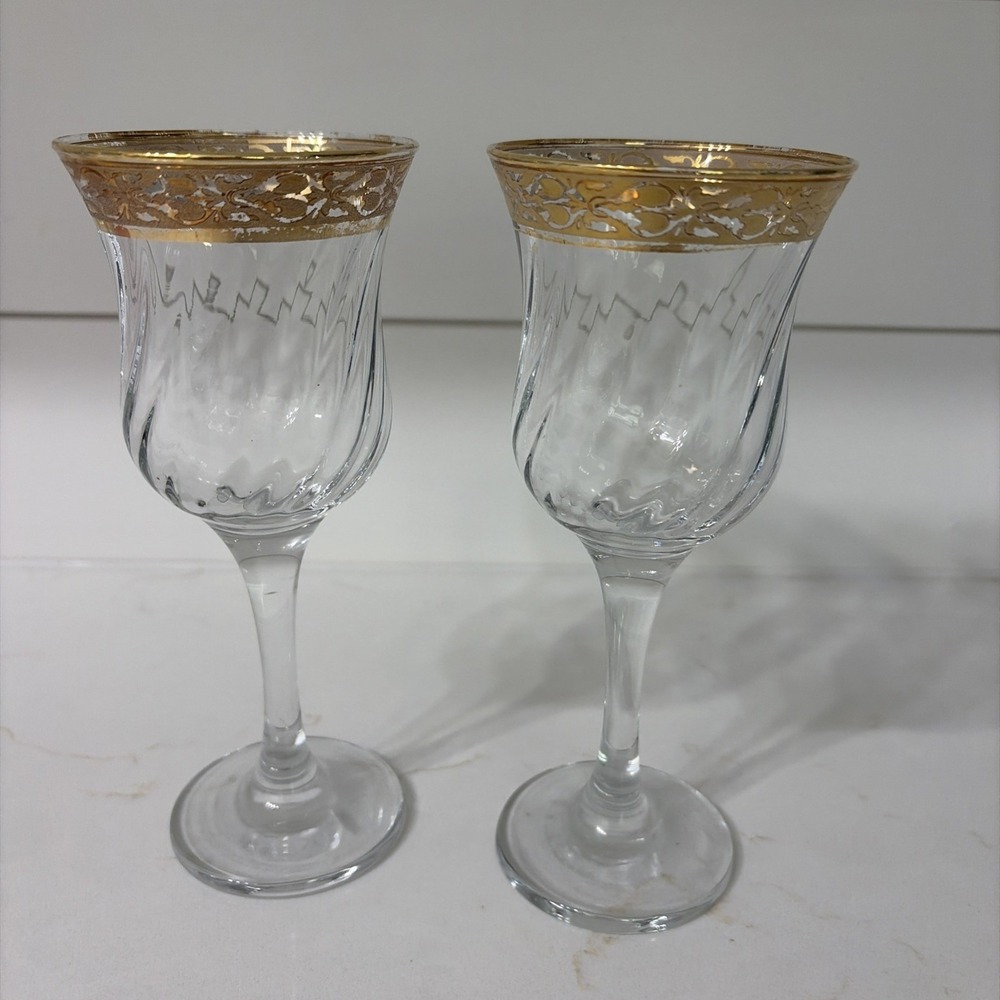 Set of 2  Tiffin-Franciscan MINTON Clear Pattern Cordial Glasses 4 1/8''
